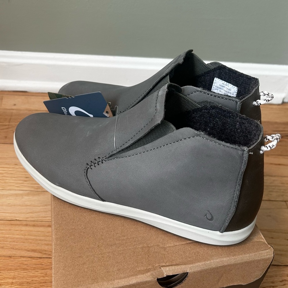 NWB Olukai Hawai‘iloa Manu Hope Women’s Waterproof Booties grey size 41 11